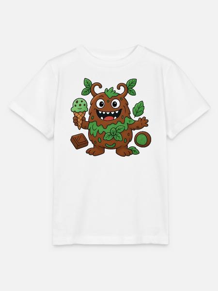 Niedliches Schoko-Minz Monster - Stanley/Stella Kinder T-Shirt MINI CREATOR - Weiß