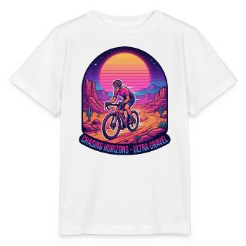 Synthwave Gravel Cyclist Chasing Horizons - Stanley/Stella MINI CREATOR Kids’ T-Shirt - white - Front - Maike (125cm)