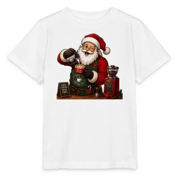 Santa Christmas coffeeshop - Stanley/Stella MINI CREATOR Kids’ T-Shirt - white - Front - Maike (125cm)
