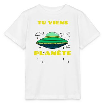 Tu viens de quelle planète ? (Alien) - T-shirt bio MINI CREATOR Stanley/Stella Enfant - blanc - Devant - Maike (125cm)