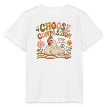 Choose Compassion Chicken Vegan Retro - Stanley/Stella MINI CREATOR Kids’ T-Shirt - white - Front - Maike (125cm)