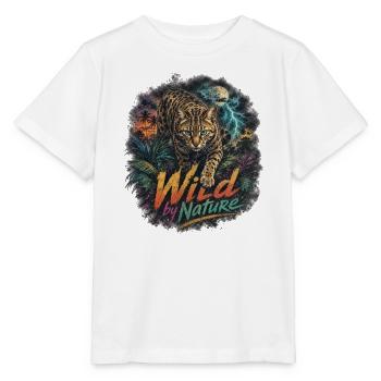 Tropical Bengal Cat with Lightning - Stanley/Stella MINI CREATOR Kids’ T-Shirt - white - Front - Maike (125cm)