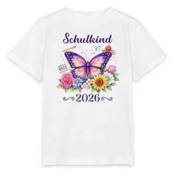 Schulkind 2026 Niedlicher Schmetterling Mädchen - Stanley/Stella Kinder T-Shirt MINI CREATOR  - Weiß - Vorne - Maike (125cm)