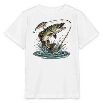 FISHING. WAIT. CATCH. - Stanley/Stella MINI CREATOR Kids’ T-Shirt - white - Front - Maike (125cm)