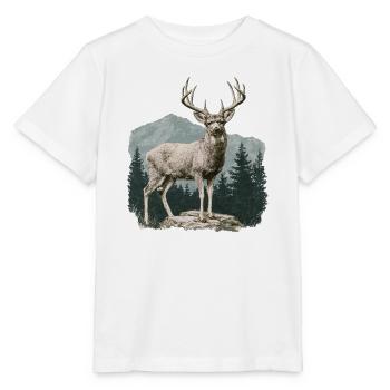 Hirsch mit Geweih - Stanley/Stella Kinder T-Shirt MINI CREATOR  - Weiß - Vorne - Maike (125cm)