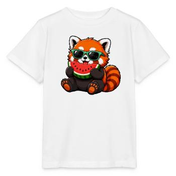 Red Panda with Watermelon - Stanley/Stella MINI CREATOR Kids’ T-Shirt - white - Front - Maike (125cm)