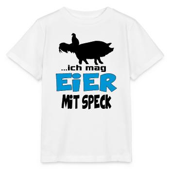 Ich mag Eier mit Speck Huhn Schwein Bauer Tiere - Stanley/Stella Kinder T-Shirt MINI CREATOR  - Weiß - Vorne - Maike (125cm)