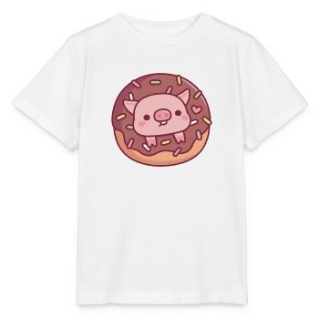 Cute Pig In Chocolate Donut With Sprinkles - Stanley/Stella MINI CREATOR Kids’ T-Shirt - white - Front - Maike (125cm)