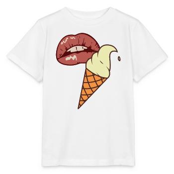 Eis Pop Art Sommer Lippen - Stanley/Stella Kinder T-Shirt MINI CREATOR  - Weiß - Vorne - Maike (125cm)