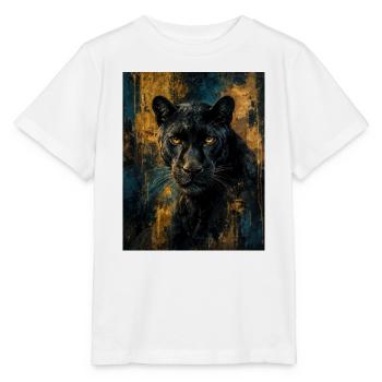 Panthère noire dorée - Stanley/Stella MINI CREATOR Kids’ T-Shirt - white - Front - Maike (125cm)