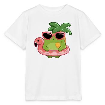 Sommerlicher Frosch mit Sonnenbrille und Flamingo  - Stanley/Stella Kinder T-Shirt MINI CREATOR  - Weiß - Vorne - Maike (125cm)