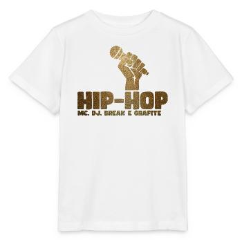Golden Glitter Hip Hop Mic Fist - Stanley/Stella Kinder T-Shirt MINI CREATOR  - Weiß - Vorne - Maike (125cm)