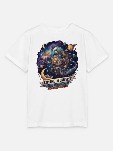 Kosmosabenteuer Roboter-Explorer - Stanley/Stella Kinder T-Shirt MINI CREATOR  - Weiß