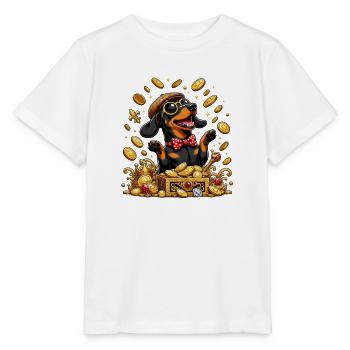 Gold Treasure Dachshund Deluxe - Stanley/Stella MINI CREATOR Kids’ T-Shirt - white - Front - Maike (125cm)