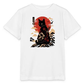 Katzen-Samurai am Sonnenuntergang - Stanley/Stella Kinder T-Shirt MINI CREATOR  - Weiß - Vorne - Maike (125cm)