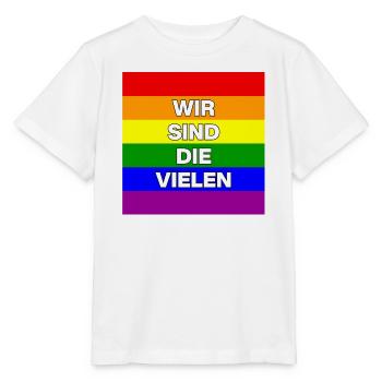 WIR SIND DIE VIELEN, DEMOKRATIE, NIE WIEDER NO AFD - Stanley/Stella Kinder T-Shirt MINI CREATOR  - Weiß - Vorne - Maike (125cm)
