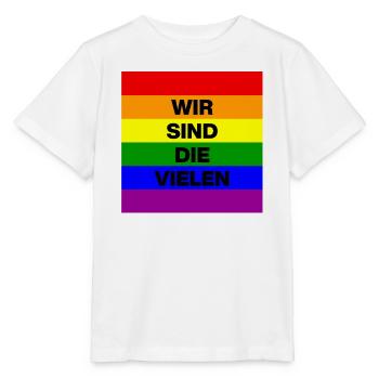 WIR SIND DIE VIELEN, DEMOKRATIE, NIE WIEDER NO AFD - Stanley/Stella Kinder T-Shirt MINI CREATOR  - Weiß - Vorne - Maike (125cm)