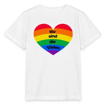 WIR SIND DIE VIELEN, DEMOKRATIE, NIE WIEDER NO AFD - Stanley/Stella Kinder T-Shirt MINI CREATOR  - Weiß - Vorne - Maike (125cm)