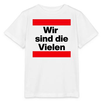 WIR SIND DIE VIELEN, DEMOKRATIE, NIE WIEDER NO AFD - Stanley/Stella Kinder T-Shirt MINI CREATOR  - Weiß - Vorne - Maike (125cm)