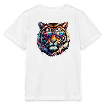 Psychedelic Tiger with Sunglasses - Stanley/Stella MINI CREATOR Kids’ T-Shirt - white - Front - Maike (125cm)