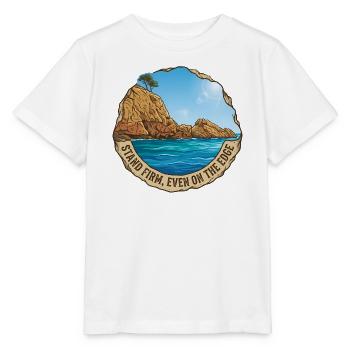 Illustration of landscape with cliff and sea - Stanley/Stella MINI CREATOR Kids’ T-Shirt - white - Front - Maike (125cm)