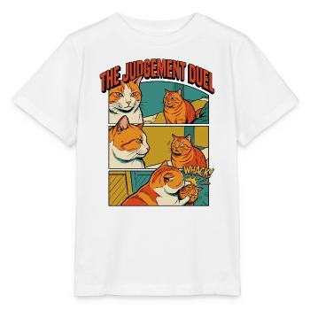 Funny Orange Cats Duel Comic - Stanley/Stella MINI CREATOR Kids’ T-Shirt - white - Front - Maike (125cm)