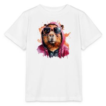 Cool Capybara with Sunglasses Funny Capybara - Stanley/Stella MINI CREATOR Kids’ T-Shirt - white - Front - Maike (125cm)