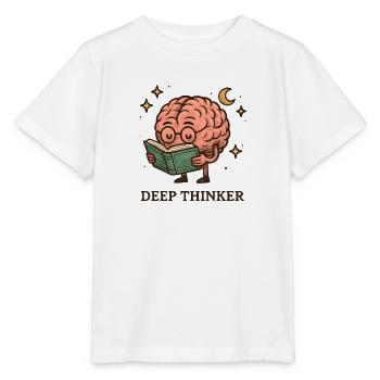 Deep thinker brain while reading - Stanley/Stella MINI CREATOR Kids’ T-Shirt - white - Front - Maike (125cm)