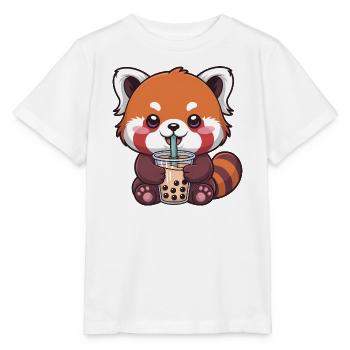 Kawaii Red Panda Drinking Bubble Tea - Stanley/Stella MINI CREATOR Kids’ T-Shirt - white - Front - Maike (125cm)