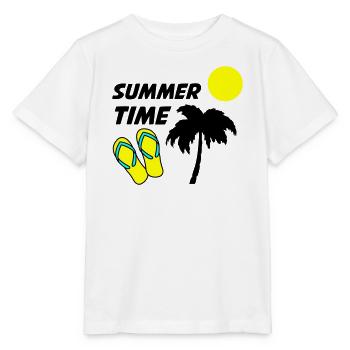 Beach flip-flops in the sunlight - Stanley/Stella MINI CREATOR Kids’ T-Shirt - white - Front - Maike (125cm)