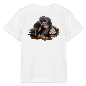 Curious Burrow Detective: Magnifying Mole - Stanley/Stella MINI CREATOR Kids’ T-Shirt - white - Front - Maike (125cm)