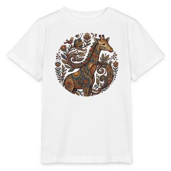 Ornamental giraffe with flower pattern - Stanley/Stella MINI CREATOR Kids’ T-Shirt - white - Front - Maike (125cm)