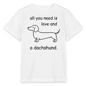 All You Need Is Love & Dachshund – Comic - Stanley/Stella MINI CREATOR Kids’ T-Shirt - white - Front - Maike (125cm)