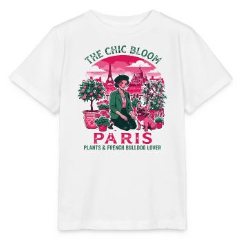 The Chic Bloom Paris Plant And French Bulldog - Stanley/Stella MINI CREATOR Kids’ T-Shirt - white - Front - Maike (125cm)