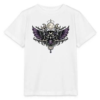 Moon Spirit Owl Emblem with Violet Crystal - Stanley/Stella MINI CREATOR Kids’ T-Shirt - white - Front - Maike (125cm)