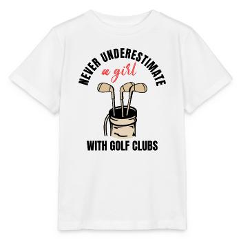 Pouvoir féminin du golf - T-shirt bio MINI CREATOR Stanley/Stella Enfant - blanc - Devant - Maike (125cm)
