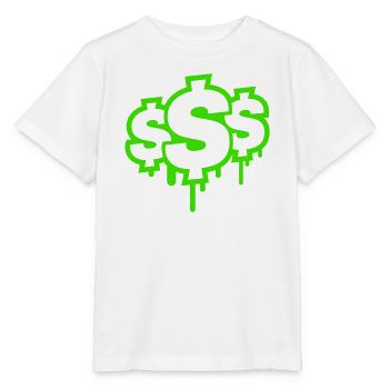 Neon Graffiti Dollarzeichen Tropfen - Stanley/Stella Kinder T-Shirt MINI CREATOR  - Weiß - Vorne - Maike (125cm)