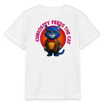 Curiosity_Feeds_The_Cat_logo_original_a - Stanley/Stella MINI CREATOR Kids’ T-Shirt - white - Front - Maike (125cm)