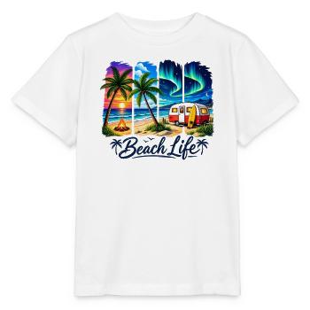 Beach Life: Sunset & Camper - Stanley/Stella MINI CREATOR Kids’ T-Shirt - white - Front - Maike (125cm)