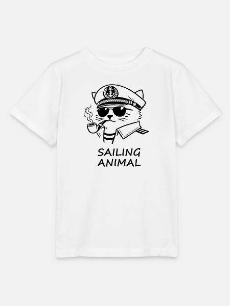 Sailing Animal – Lustige Segelkatze - Stanley/Stella Kinder T-Shirt MINI CREATOR - Weiß