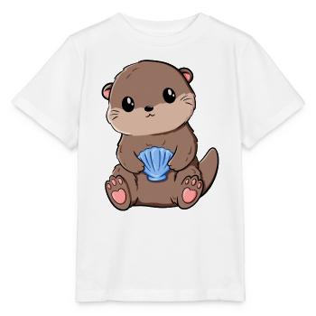 Niedlicher Otter mit blauer Muschel - Stanley/Stella Kinder T-Shirt MINI CREATOR  - Weiß - Vorne - Maike (125cm)