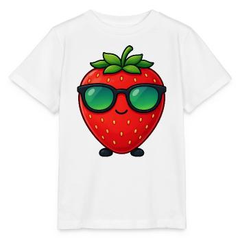 Kawaii Strawberry with Sunglasses Minimalism - Stanley/Stella MINI CREATOR Kids’ T-Shirt - white - Front - Maike (125cm)