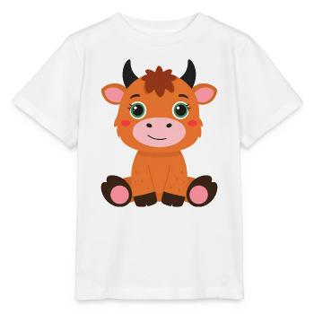 Little Highland Cow Sitting – Cute Fluffy Style - Stanley/Stella MINI CREATOR Kids’ T-Shirt - white - Front - Maike (125cm)