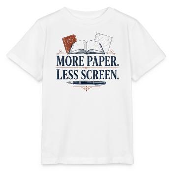 More Paper Less Screen - Stanley/Stella MINI CREATOR Kids’ T-Shirt - white - Front - Maike (125cm)