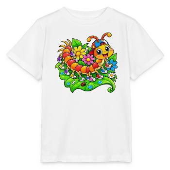 Bunter Hundertfüßer - Stanley/Stella Kinder T-Shirt MINI CREATOR  - Weiß - Vorne - Maike (125cm)