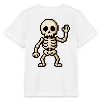 Pixel-Skelett Winken - Stanley/Stella Kinder T-Shirt MINI CREATOR  - Weiß - Vorne - Maike (125cm)