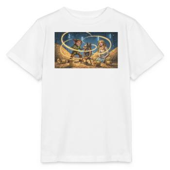Rumpelstilzchen spinnt Stroh zu glänzendem Gold - Stanley/Stella Kinder T-Shirt MINI CREATOR  - Weiß - Vorne - Maike (125cm)