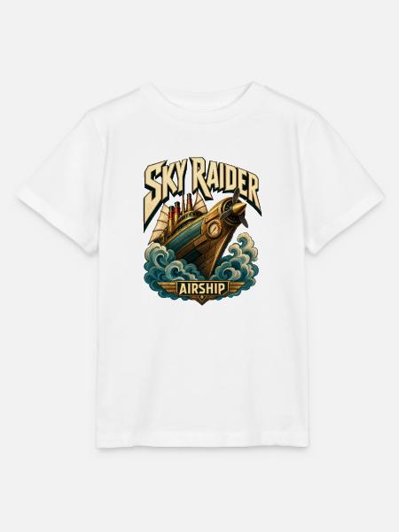 Steampunk-Piraten-Luftschiff, Sky Raider Pulp-Abenteuer - Stanley/Stella Kinder T-Shirt MINI CREATOR - Weiß
