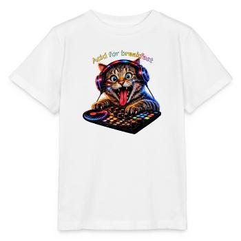 DropWild Milo the the cat DJ - Stanley/Stella Kinder T-Shirt MINI CREATOR  - Weiß - Vorne - Maike (125cm)