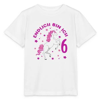6 år gammel hest, endelig jeg er 6 piger 6. - Stanley/Stella T-shirt MINI CREATOR til børn - hvid - Foran - Maike (125cm)